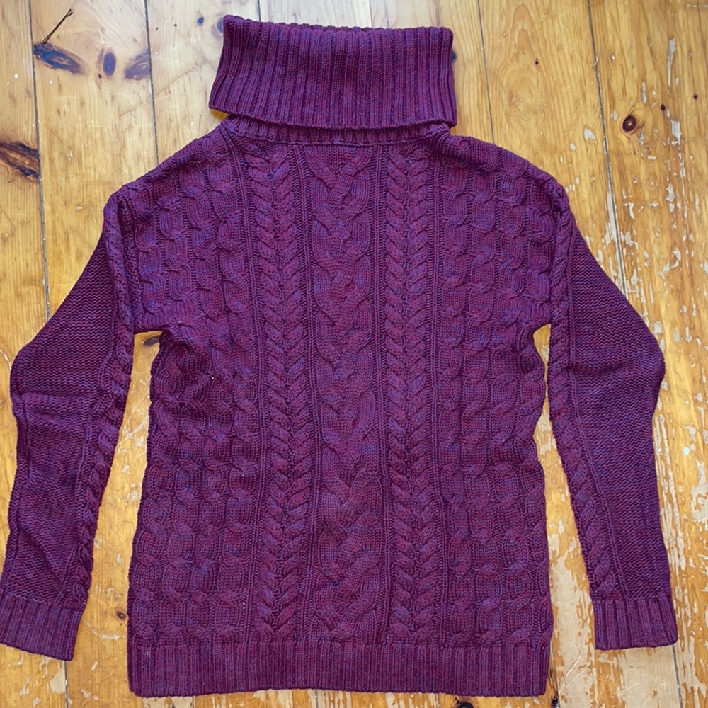 GAP Burgundy Cable Knit Turtleneck